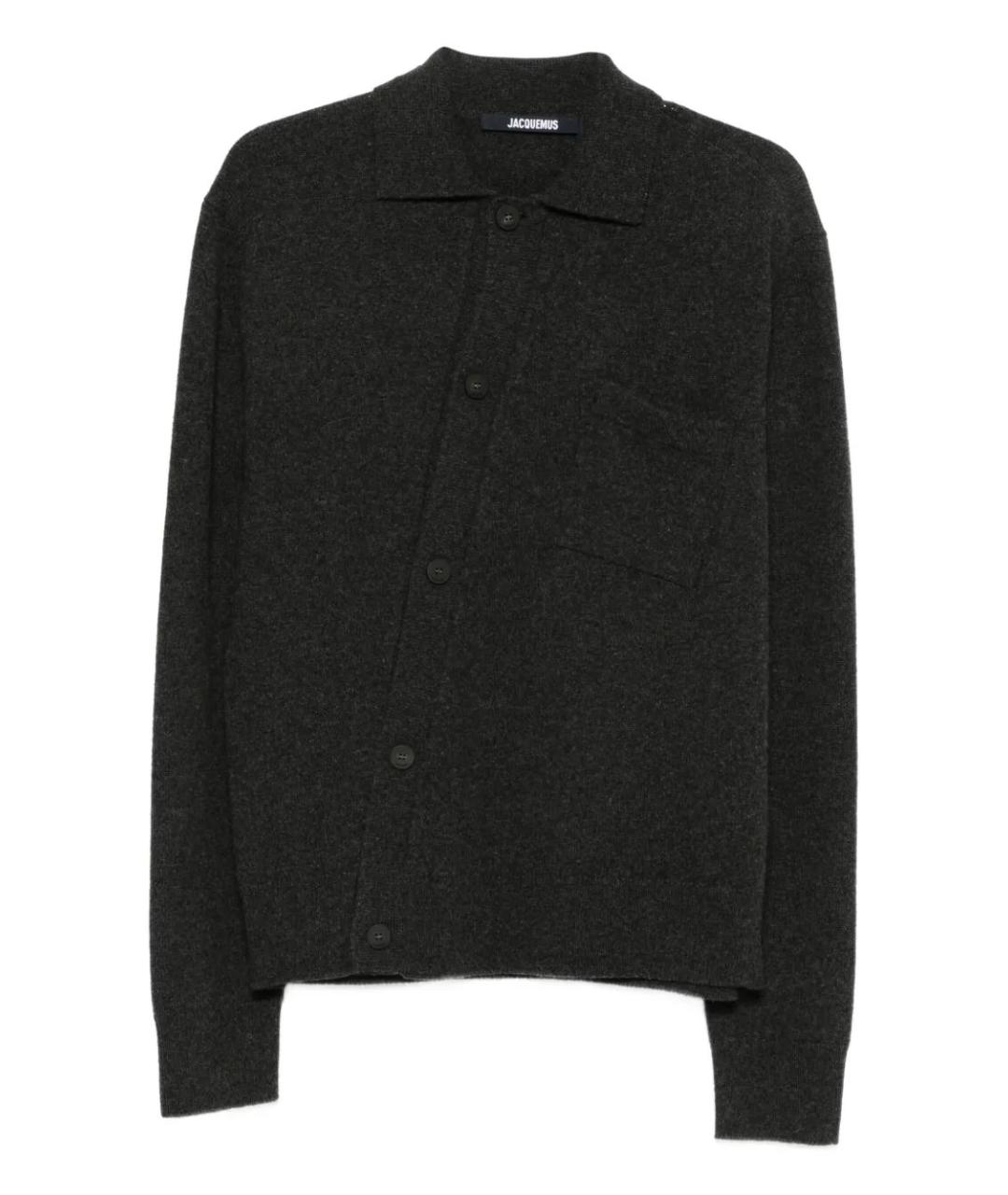 JACQUEMUS Антрацитовый шерстяной кардиган, фото 1