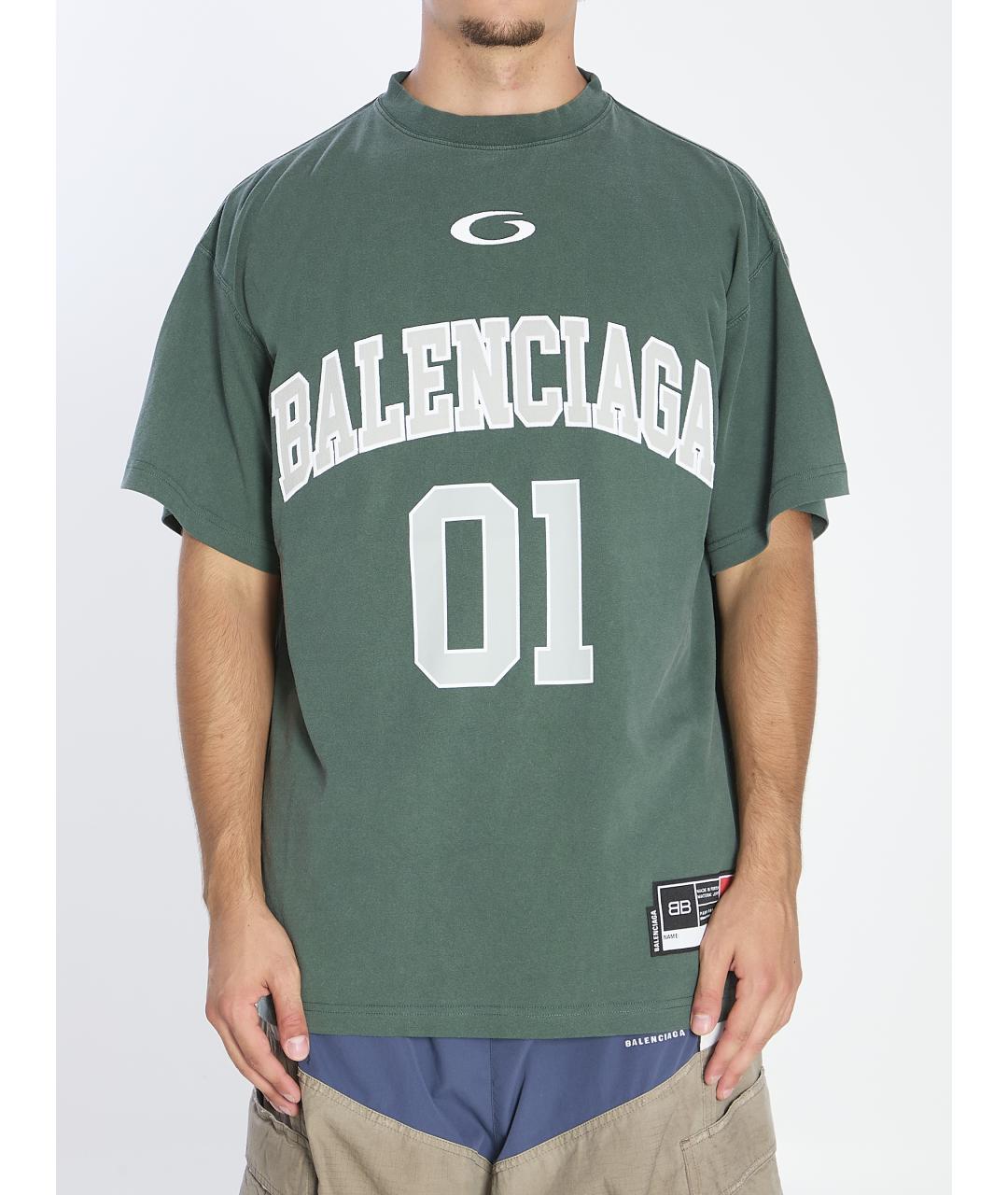BALENCIAGA Зеленая хлопковая футболка, фото 2