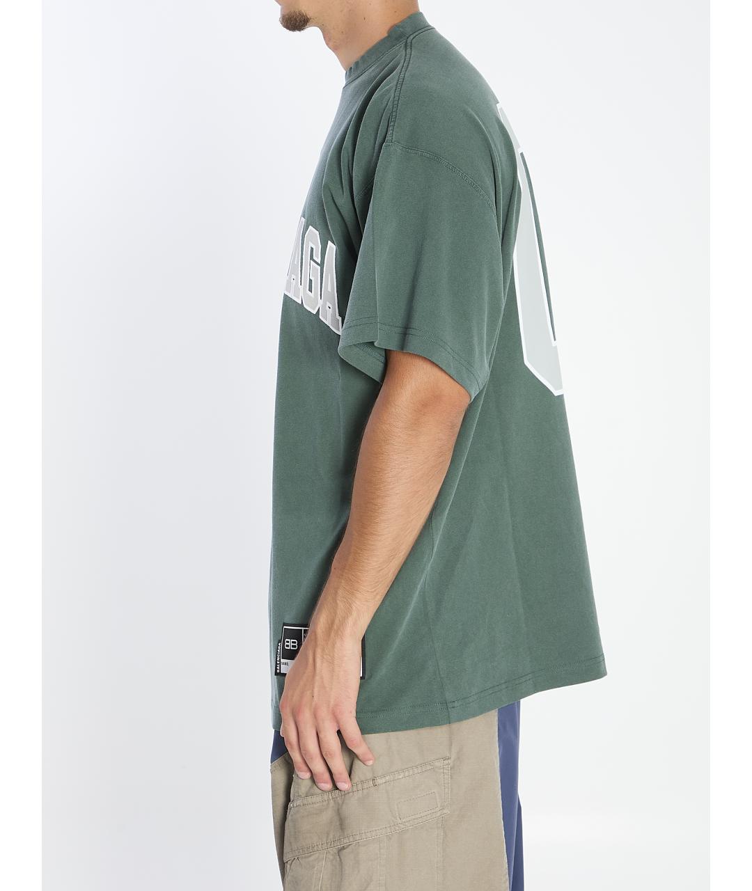 BALENCIAGA Зеленая хлопковая футболка, фото 4
