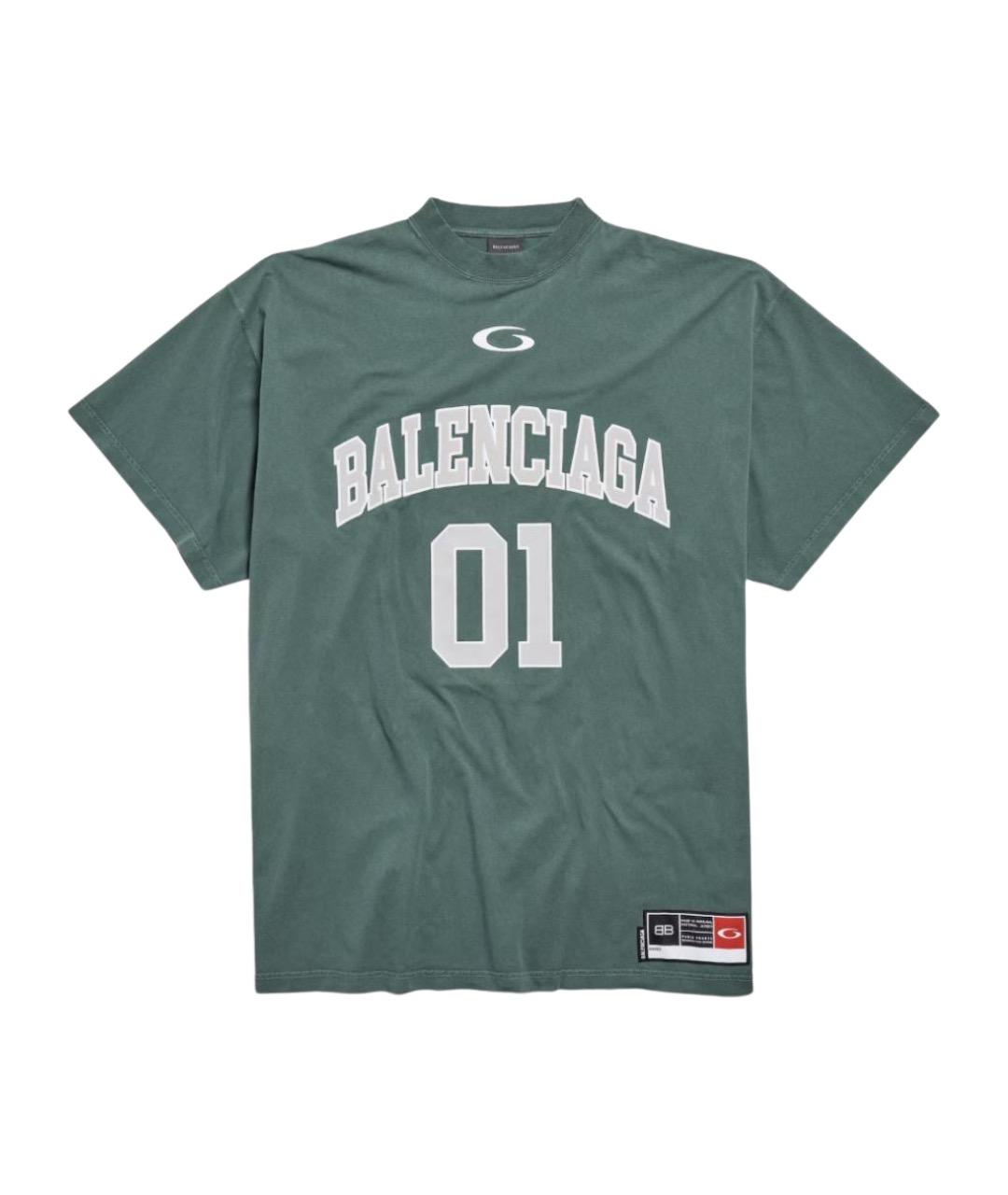 BALENCIAGA Зеленая хлопковая футболка, фото 1