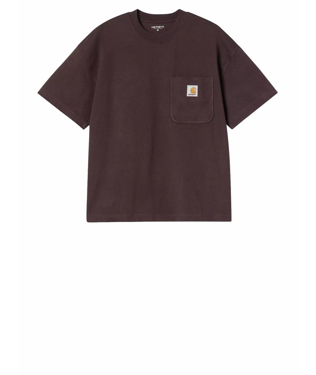 CARHARTT WIP Коричневая хлопковая футболка, фото 1