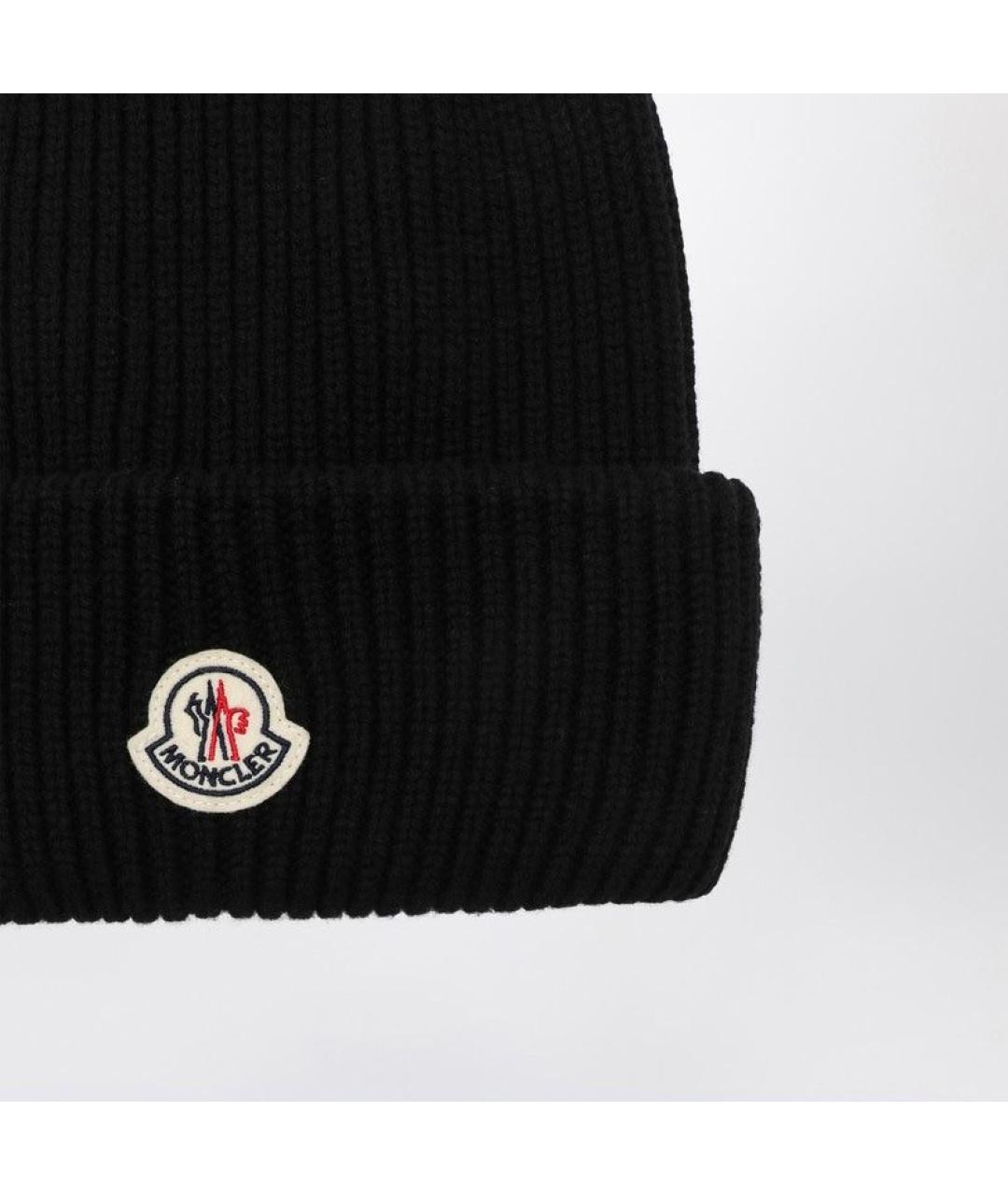 MONCLER Черная шерстяная шапка, фото 2
