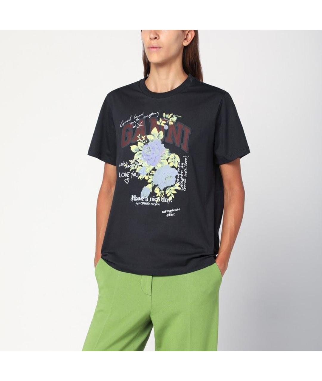 GANNI Мульти хлопковая футболка, фото 3