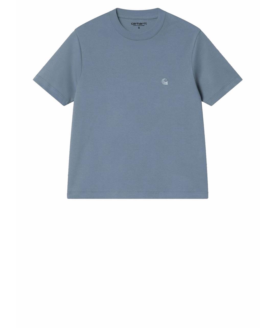 CARHARTT WIP Голубая хлопковая футболка, фото 3