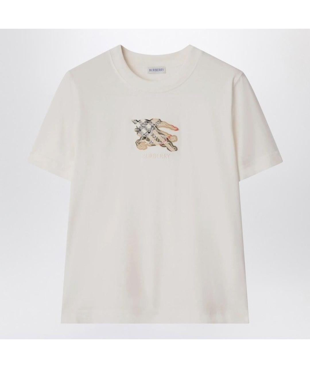 BURBERRY Белая хлопковая футболка, фото 3