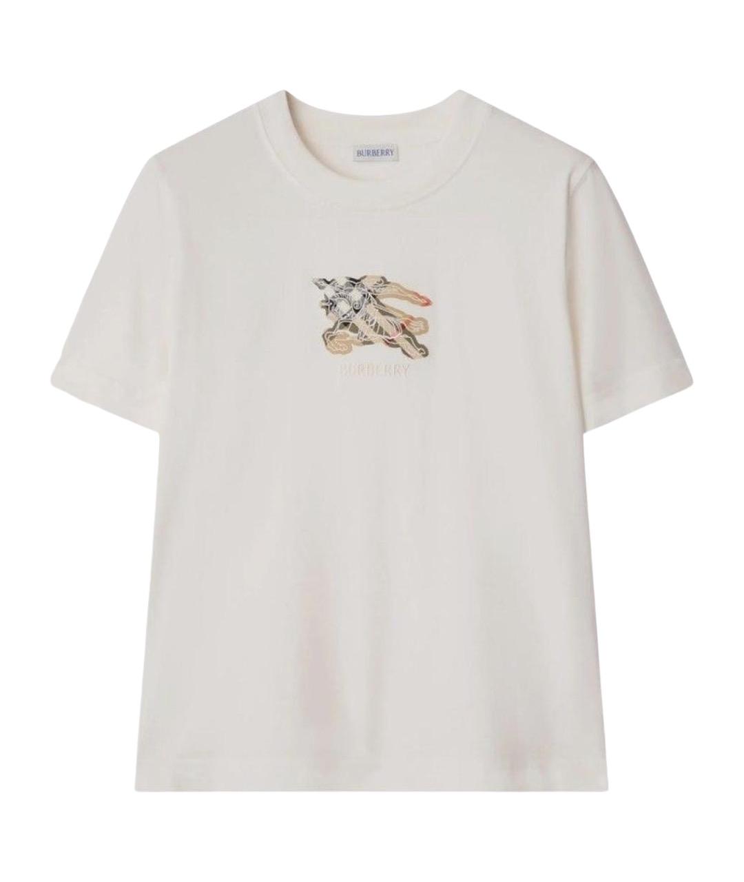 BURBERRY Белая хлопковая футболка, фото 1