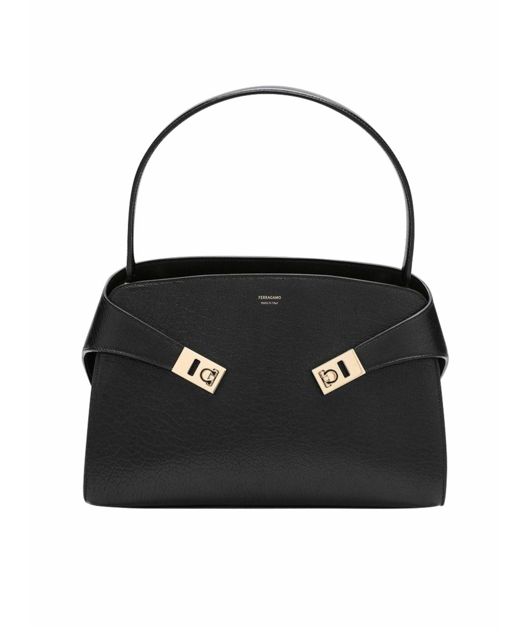 FERRAGAMO Черная кожаная сумка тоут, фото 1