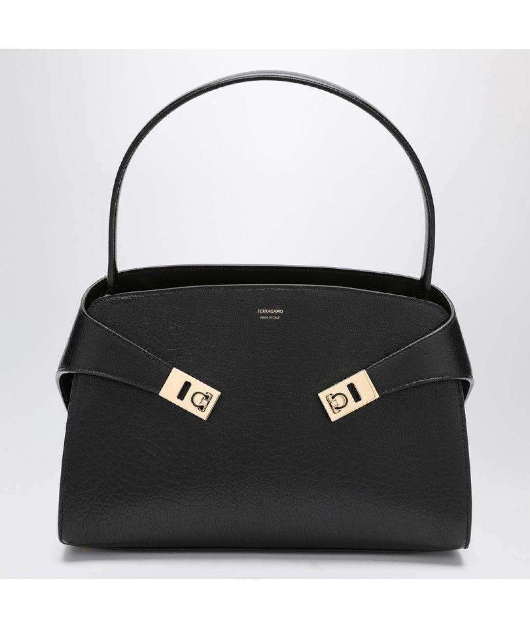 FERRAGAMO Черная кожаная сумка тоут, фото 3