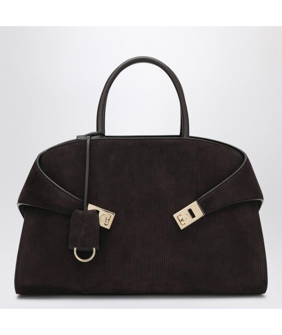 FERRAGAMO Коричневая замшевая сумка тоут, фото 3