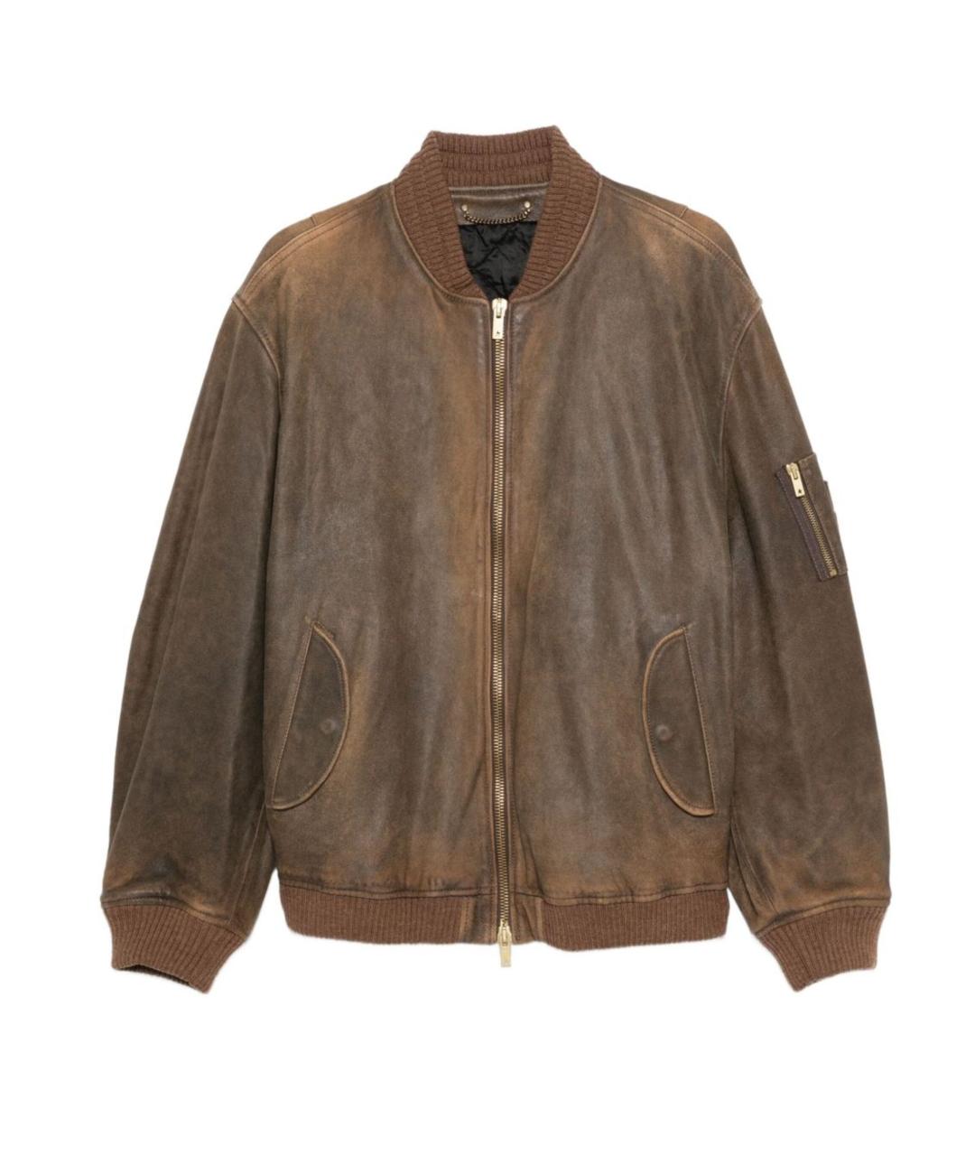 GOLDEN GOOSE DELUXE BRAND Коричневая кожаная куртка, фото 1