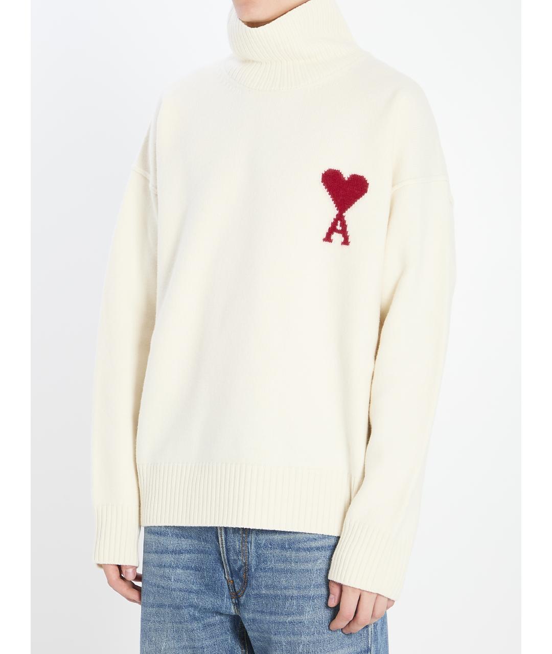 Ami Paris Белый шерстяной джемпер / свитер, фото 3