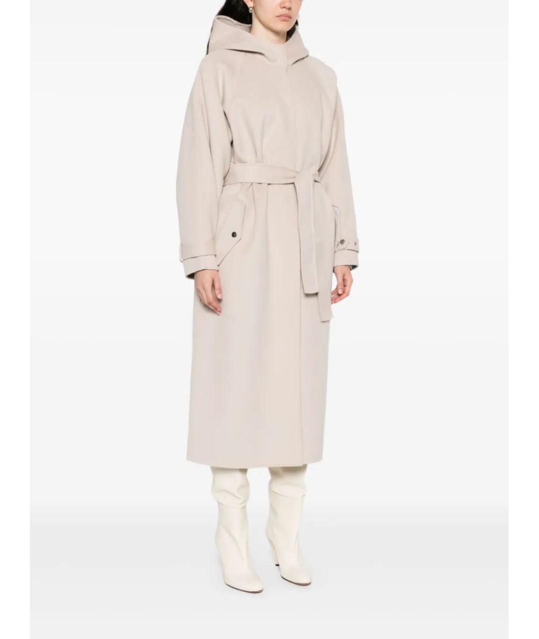 PINKO Бежевое шерстяное пальто, фото 5