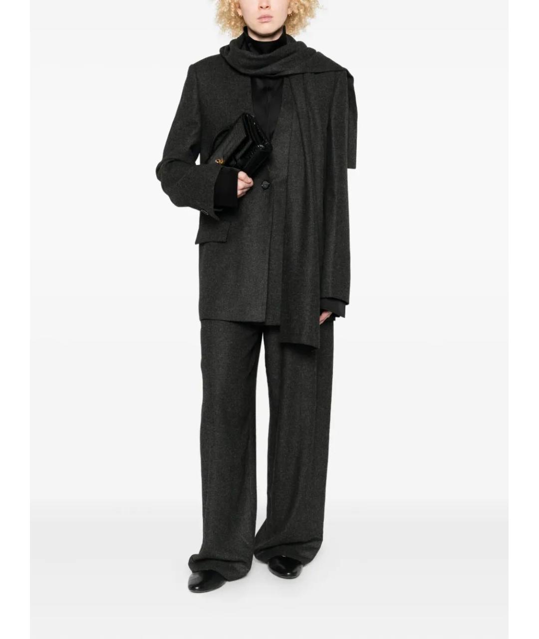 TOTEME Антрацитовые шерстяные брюки широкие, фото 2