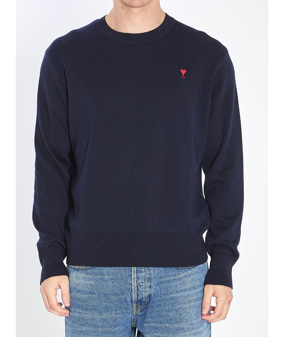 Ami Paris Синий шерстяной джемпер / свитер, фото 2