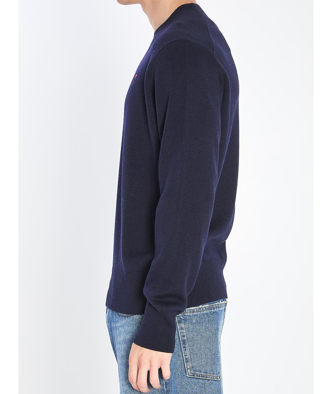 Ami Paris Синий шерстяной джемпер / свитер, фото 4