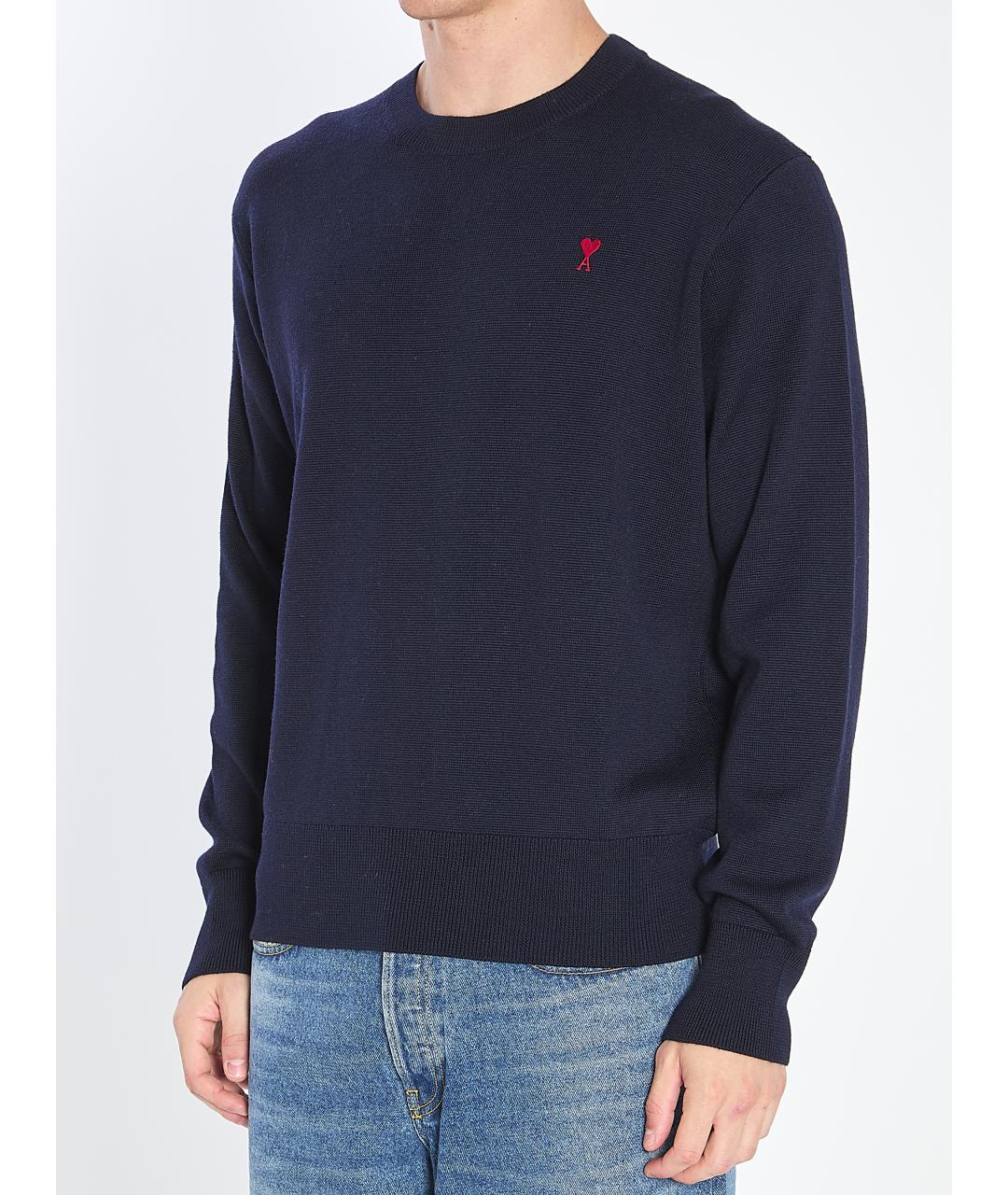 Ami Paris Синий шерстяной джемпер / свитер, фото 3