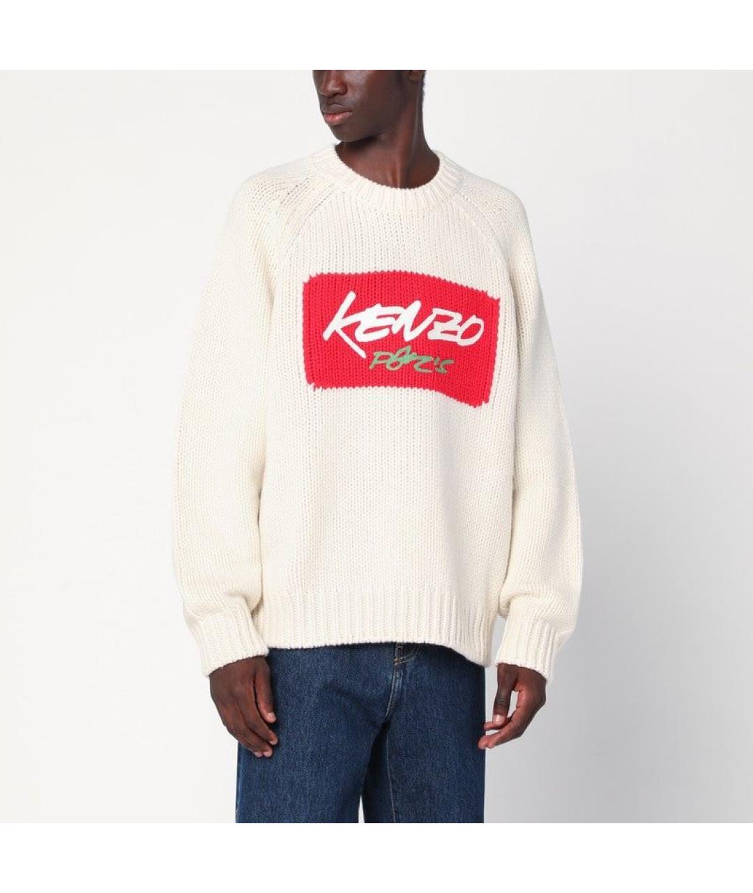 KENZO Белый шерстяной джемпер / свитер, фото 3