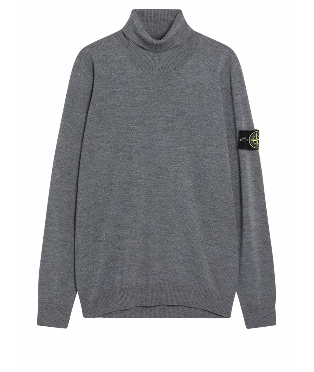 STONE ISLAND Серая шерстяная водолазка, фото 1