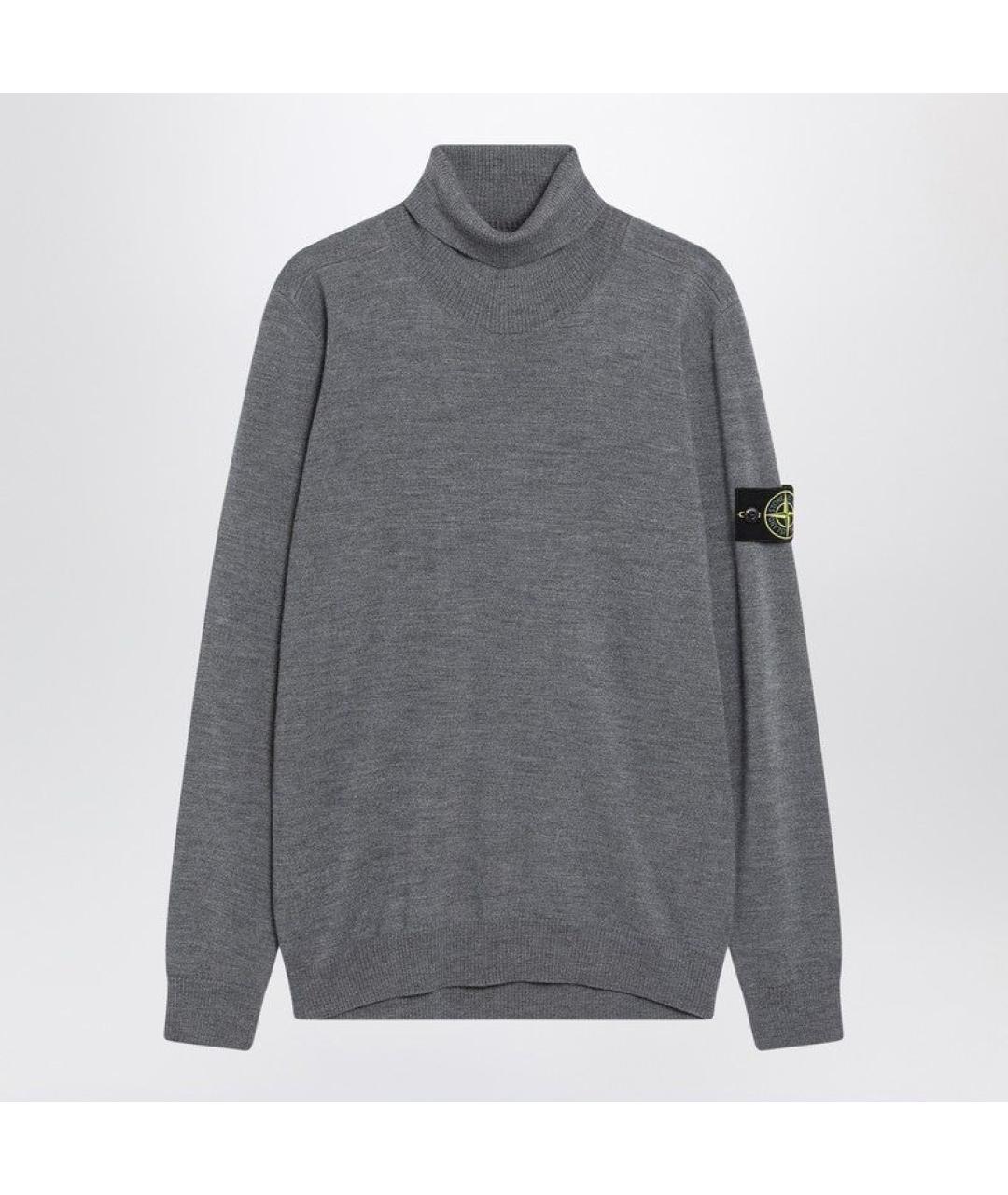 STONE ISLAND Серая шерстяная водолазка, фото 3