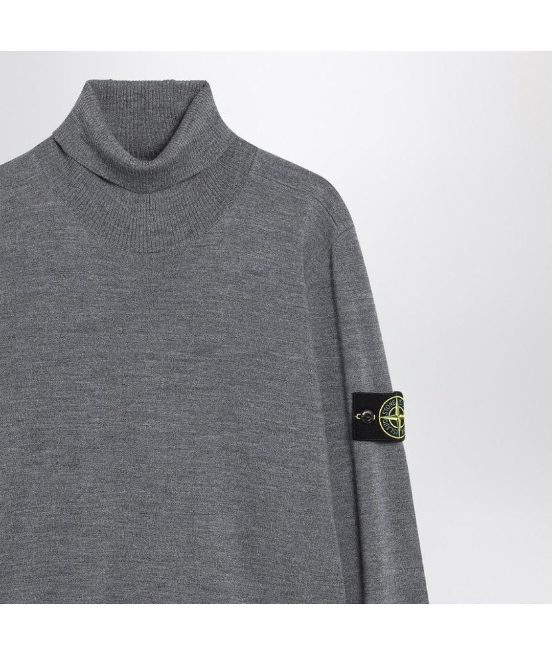 STONE ISLAND Серая шерстяная водолазка, фото 2