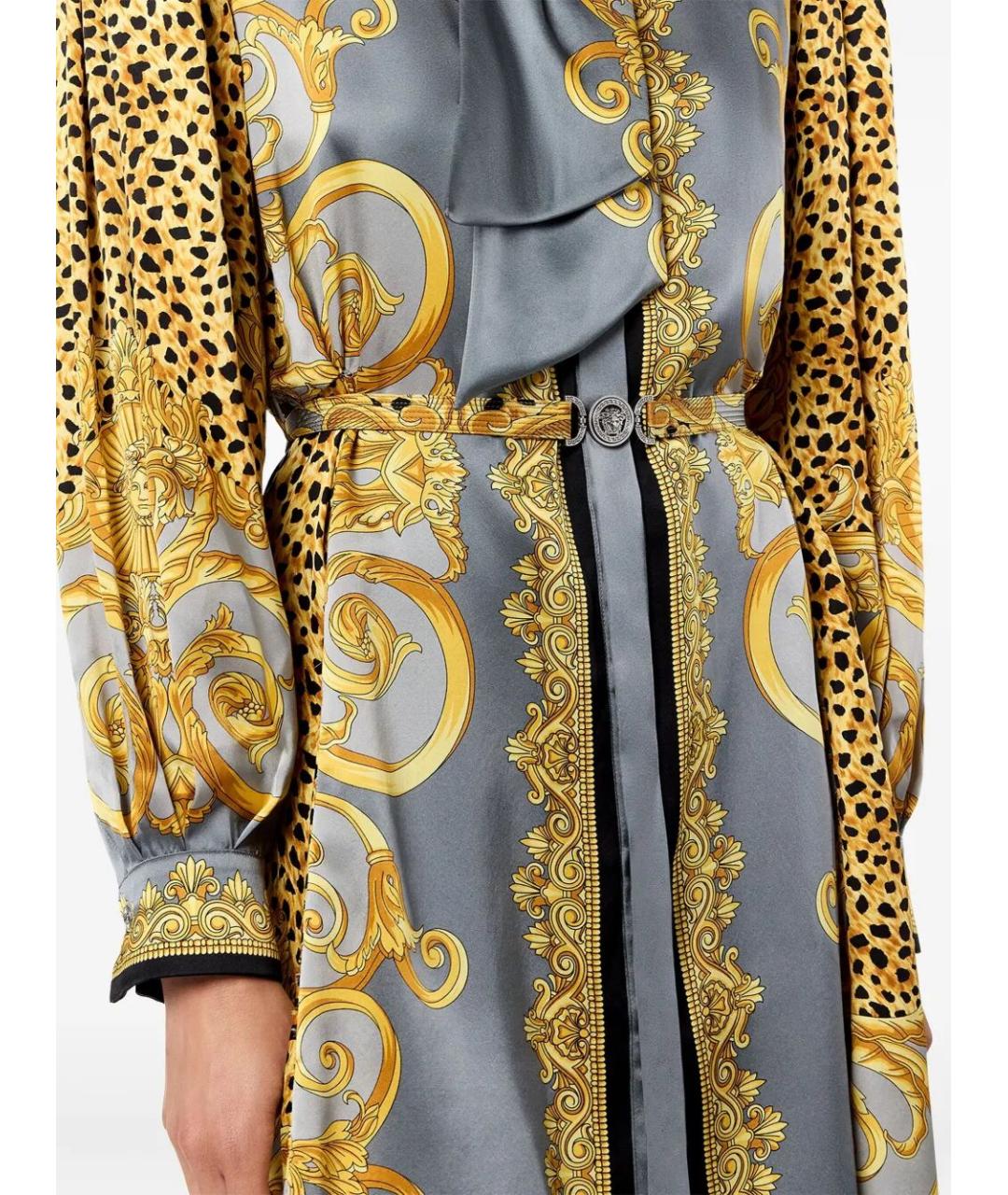 VERSACE Мульти шелковое повседневное платье, фото 2