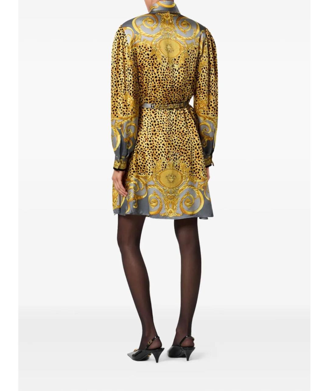 VERSACE Мульти шелковое повседневное платье, фото 3