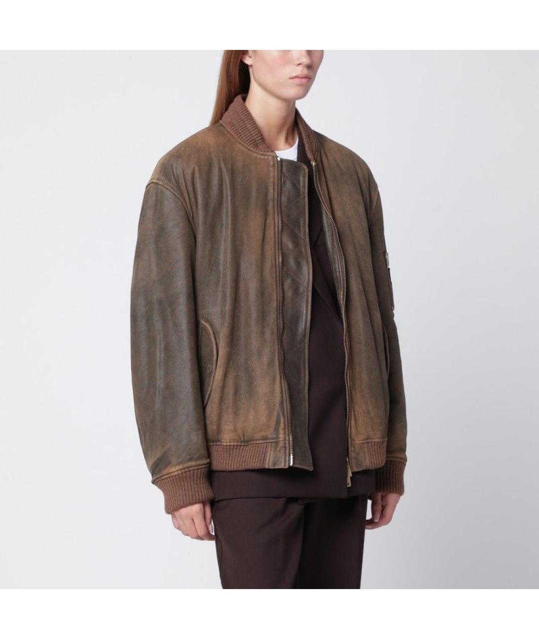 GOLDEN GOOSE DELUXE BRAND Коричневая кожаная куртка, фото 2