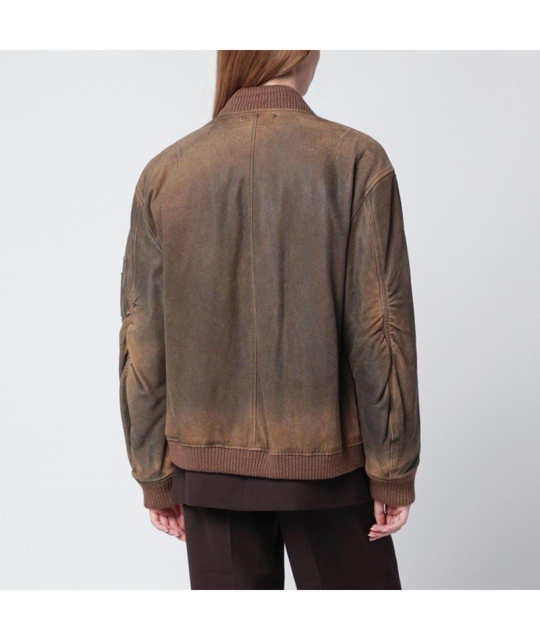 GOLDEN GOOSE DELUXE BRAND Коричневая кожаная куртка, фото 3