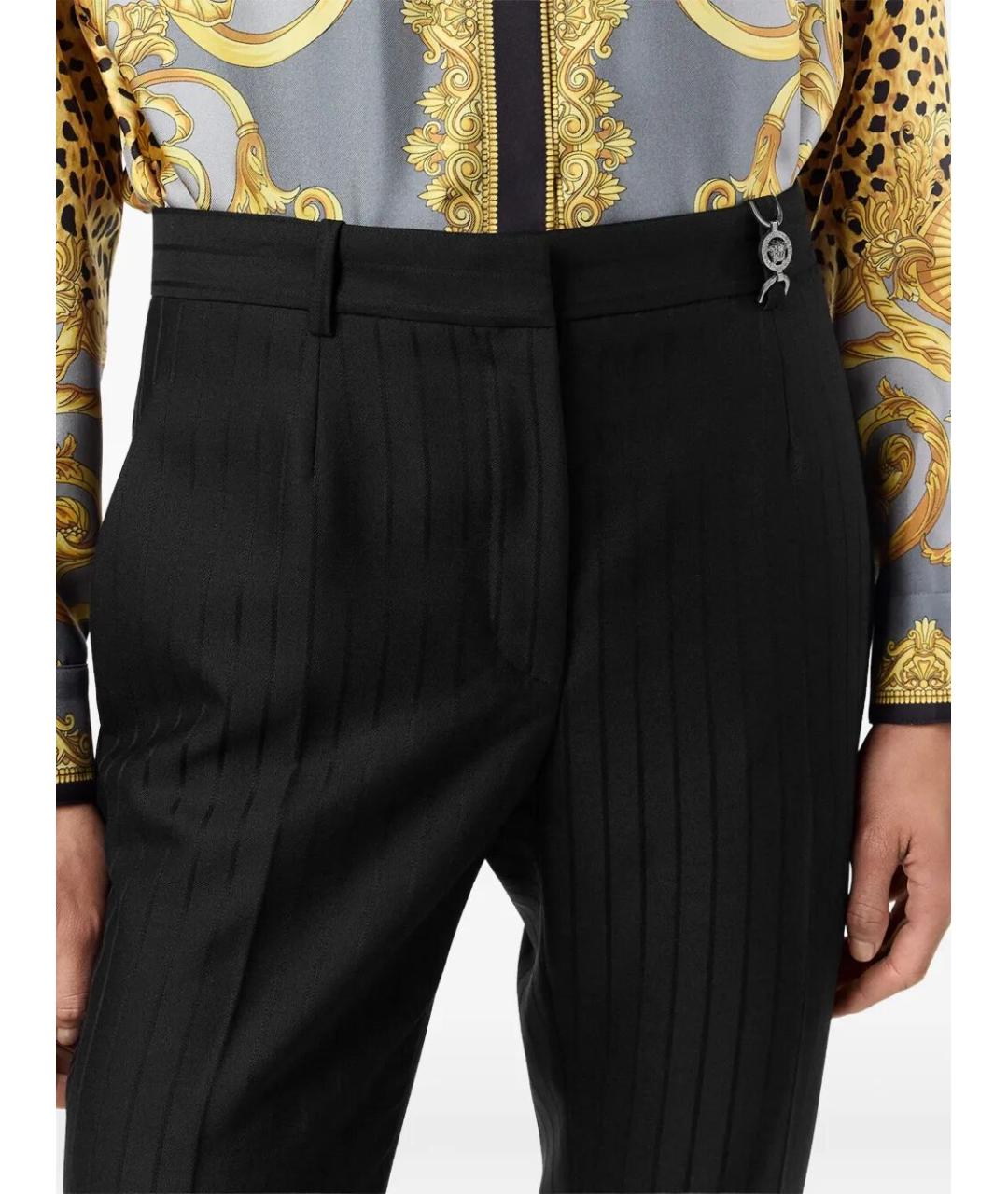 VERSACE Черные шерстяные брюки широкие, фото 3