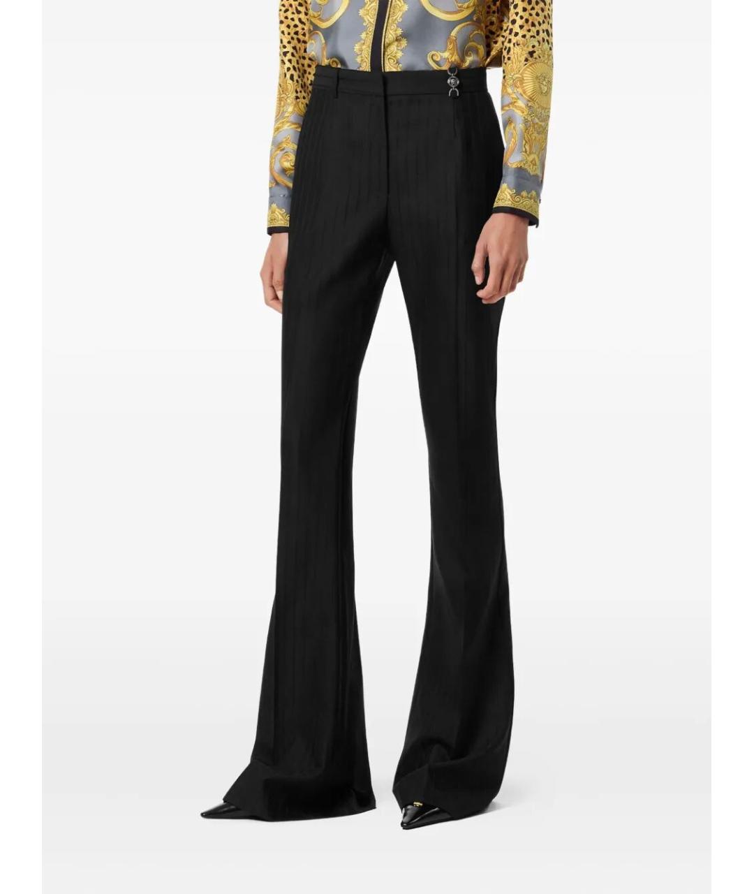 VERSACE Черные шерстяные брюки широкие, фото 4