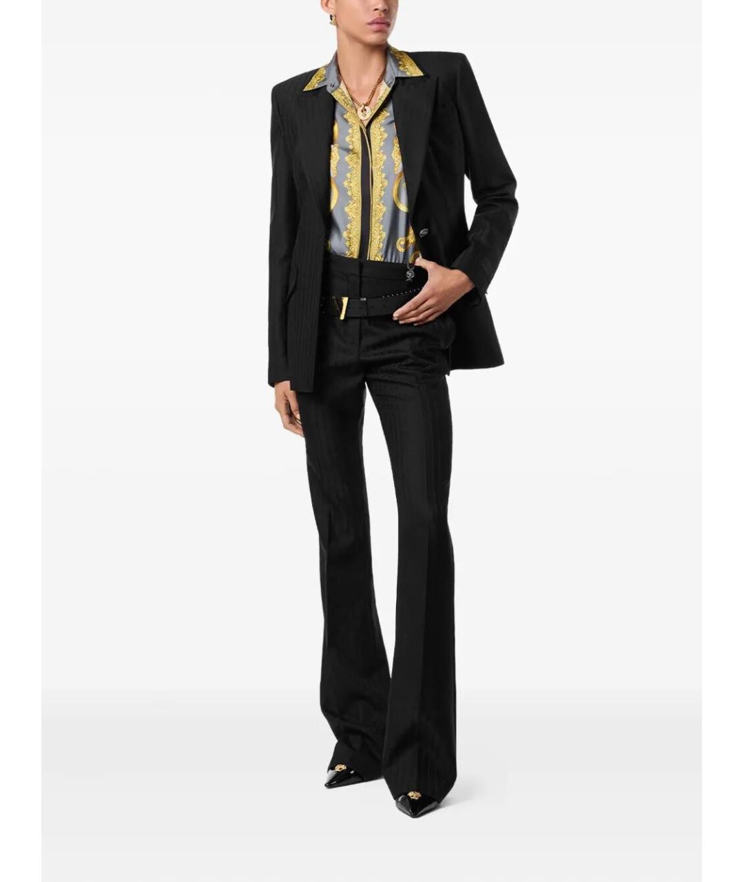 VERSACE Черные шерстяные брюки широкие, фото 5