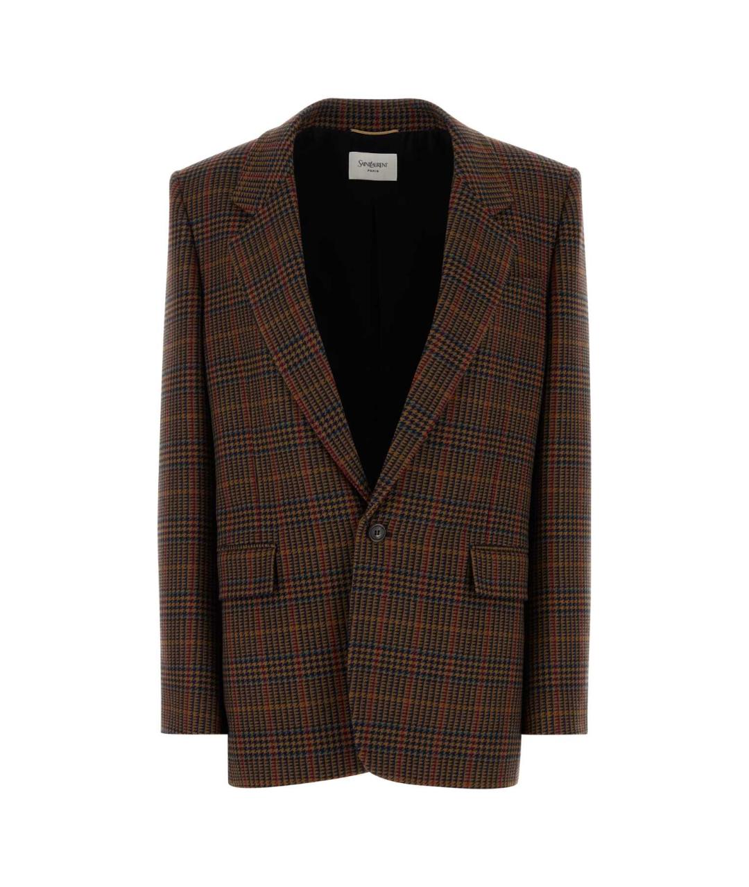 SAINT LAURENT Коричневый шерстяной жакет/пиджак, фото 1
