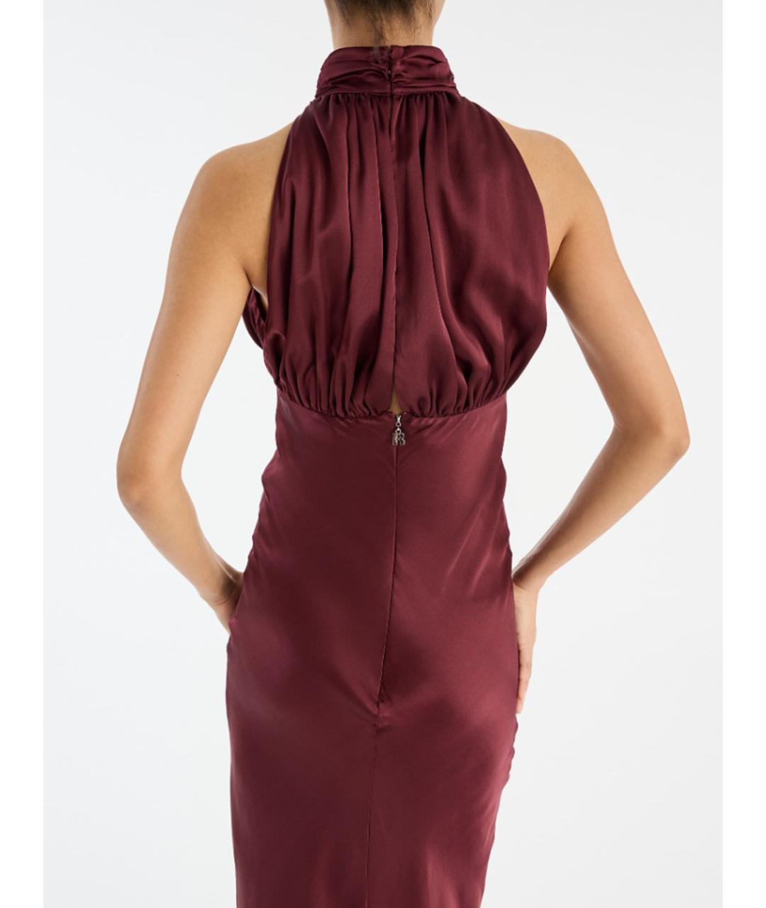 ROTATE Бордовое шелковое повседневное платье, фото 5