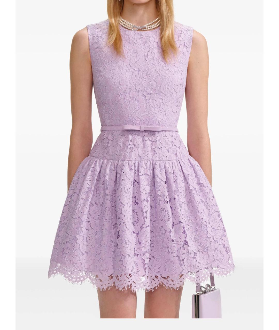 SELF-PORTRAIT Фиолетовое полиамидовое коктейльное платье, фото 2