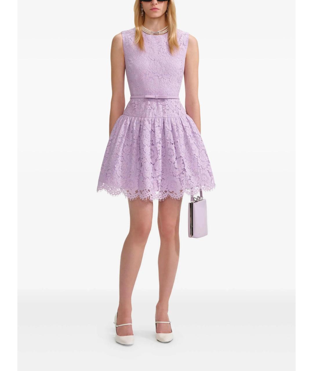 SELF-PORTRAIT Фиолетовое полиамидовое коктейльное платье, фото 4