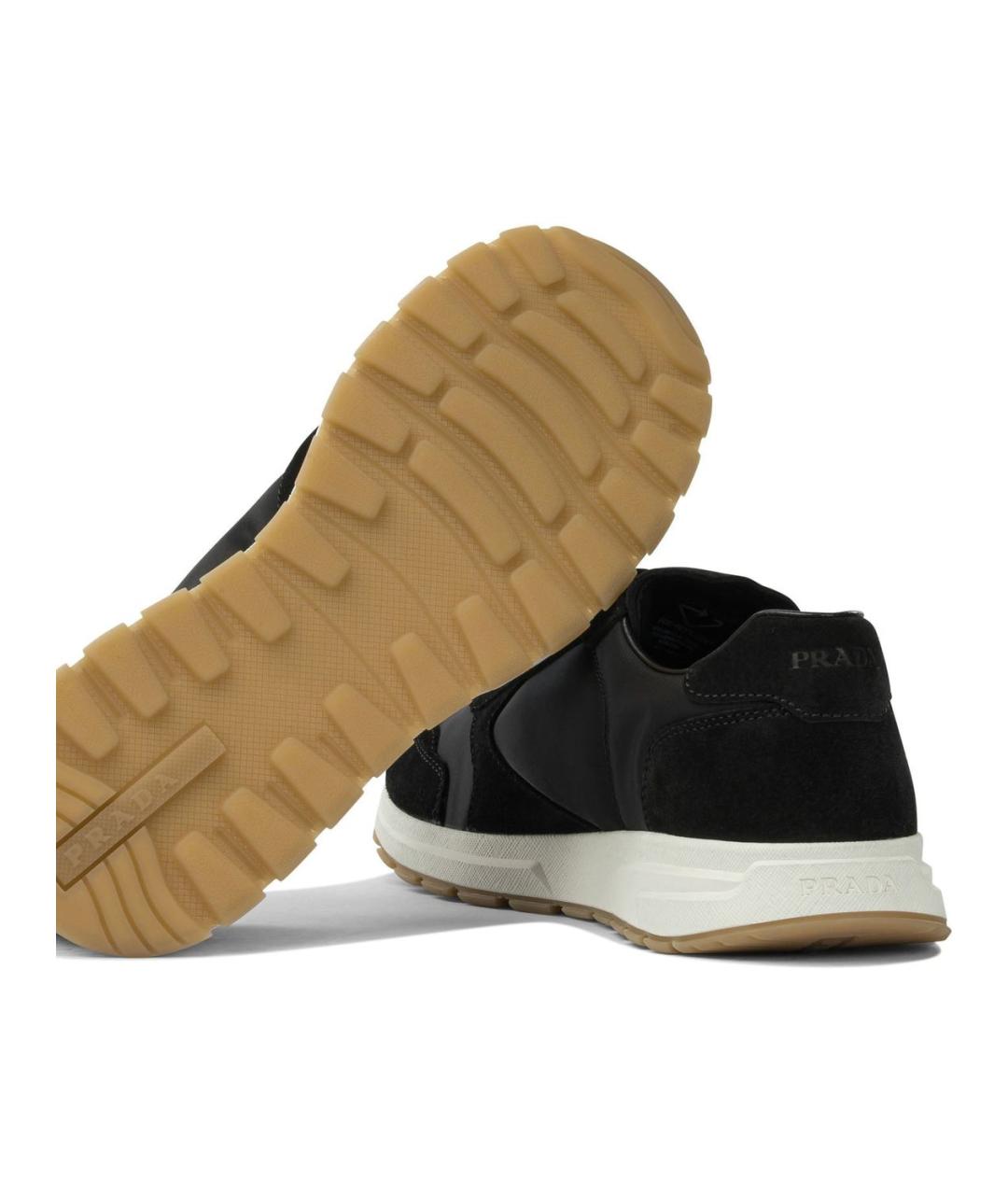 PRADA Черные синтетические низкие кроссовки / кеды, фото 5