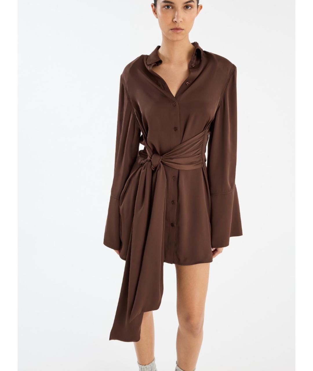 ROTATE Коричневое полиэстеровое повседневное платье, фото 4