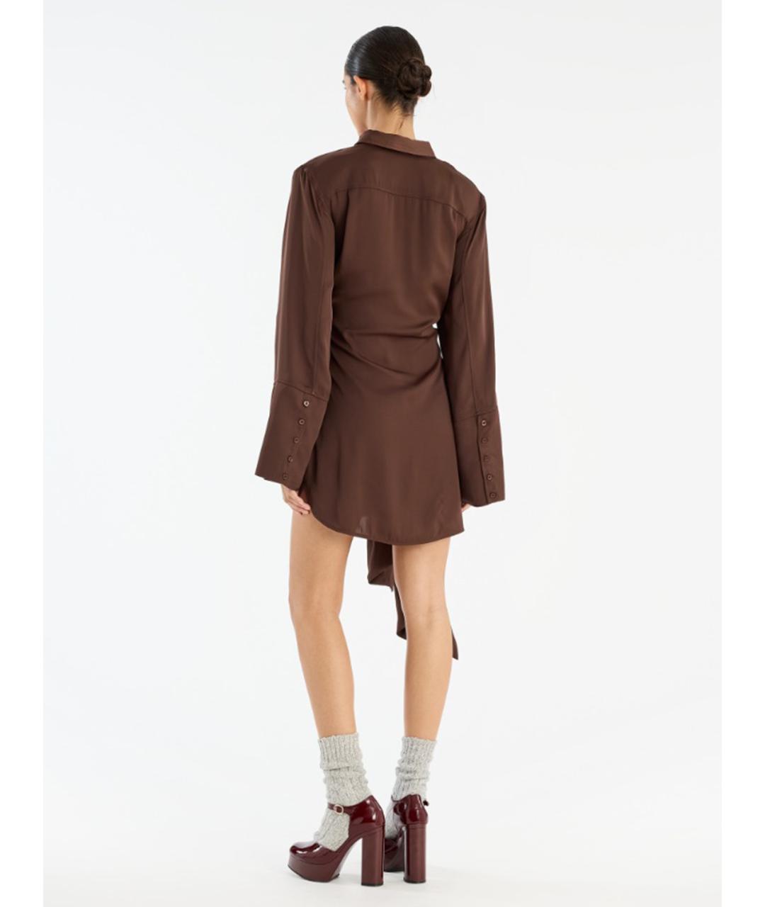 ROTATE Коричневое полиэстеровое повседневное платье, фото 3