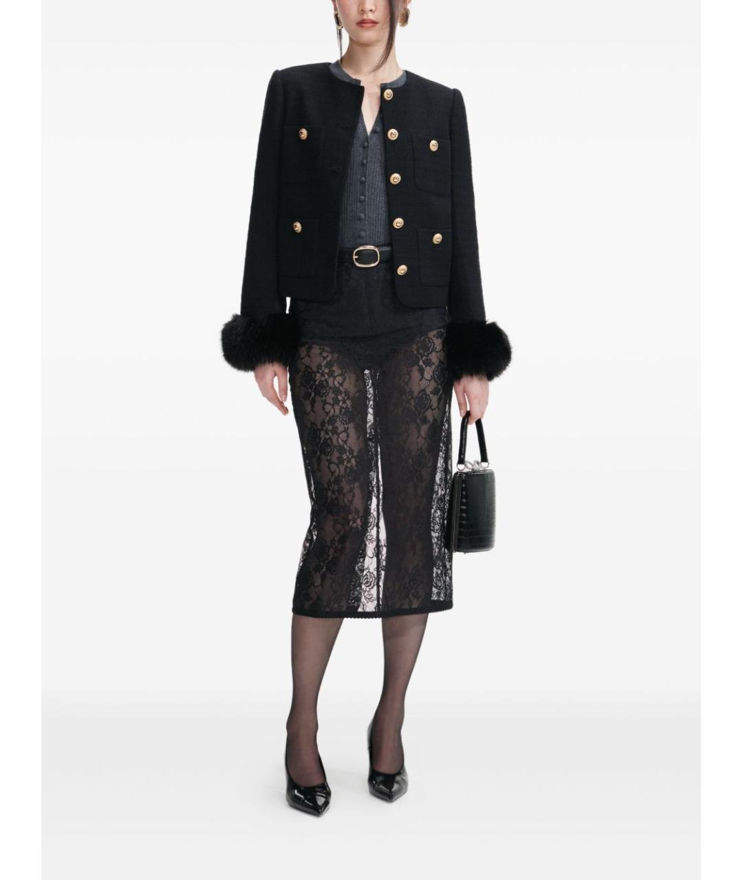 SELF-PORTRAIT Черный твидовый жакет/пиджак, фото 2