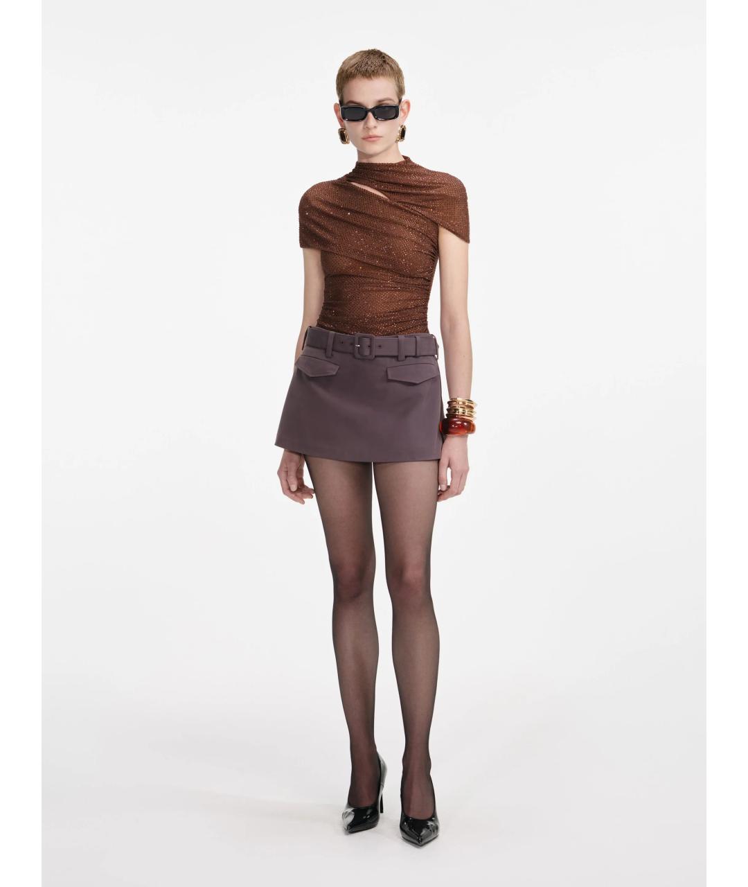 SELF-PORTRAIT Коричневая полиэстеровая блузы, фото 2