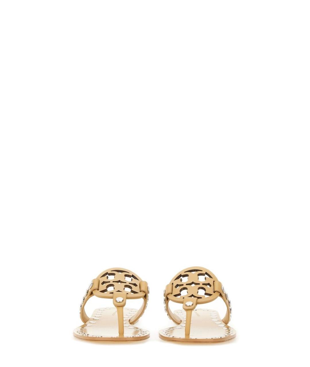 TORY BURCH Бежевые кожаные шлепанцы, фото 5