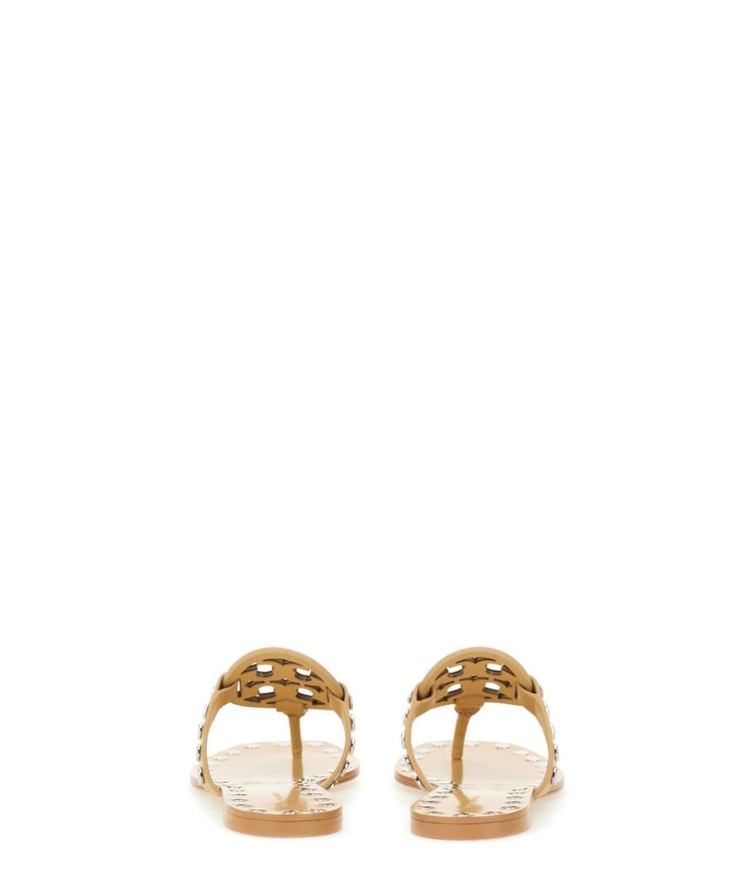 TORY BURCH Бежевые кожаные шлепанцы, фото 4