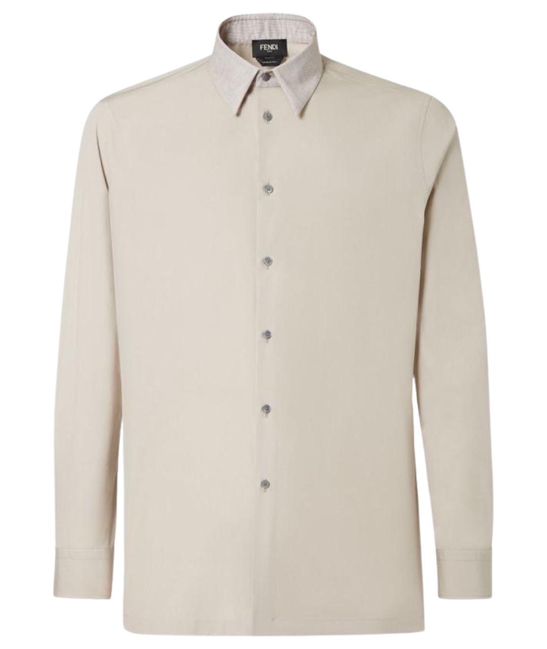FENDI Бежевая хлопковая кэжуал рубашка, фото 1