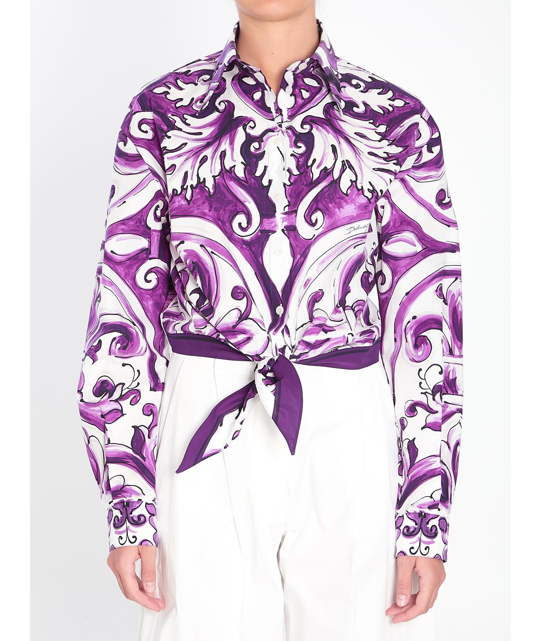 DOLCE&GABBANA Фиолетовая хлопковая рубашка, фото 2