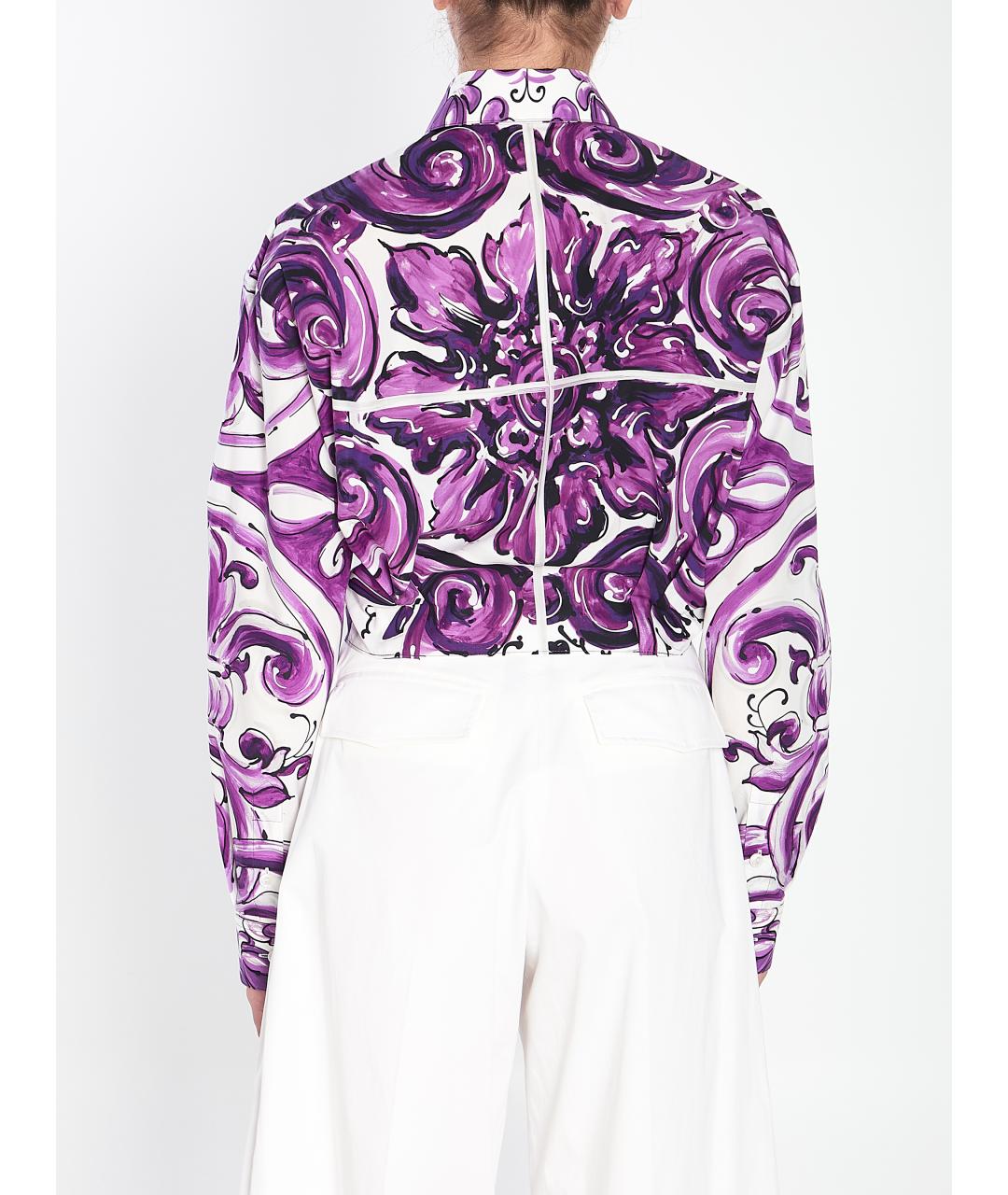 DOLCE&GABBANA Фиолетовая хлопковая рубашка, фото 5