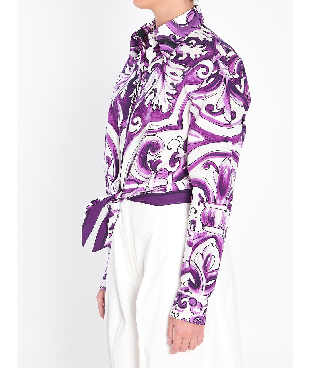 DOLCE&GABBANA Фиолетовая хлопковая рубашка, фото 3