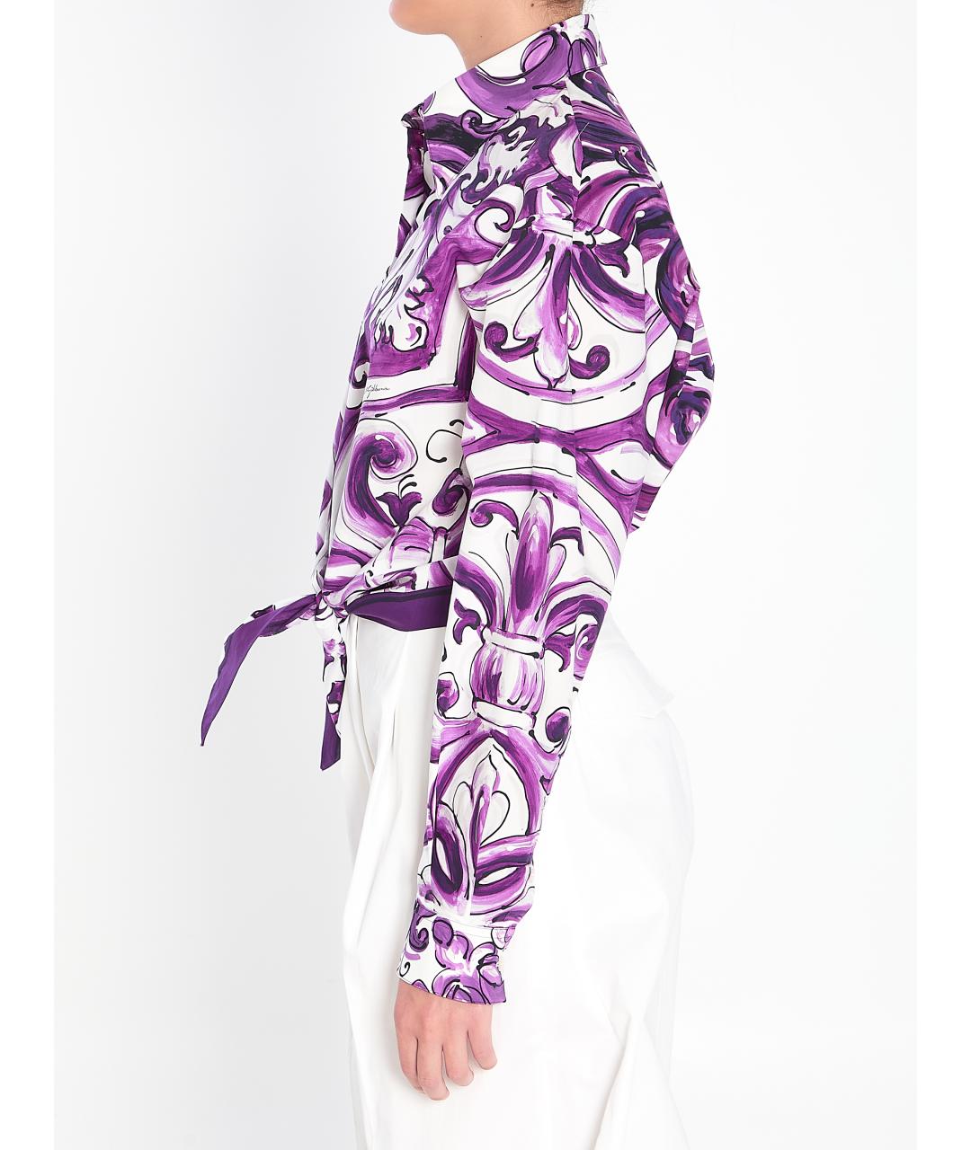 DOLCE&GABBANA Фиолетовая хлопковая рубашка, фото 4