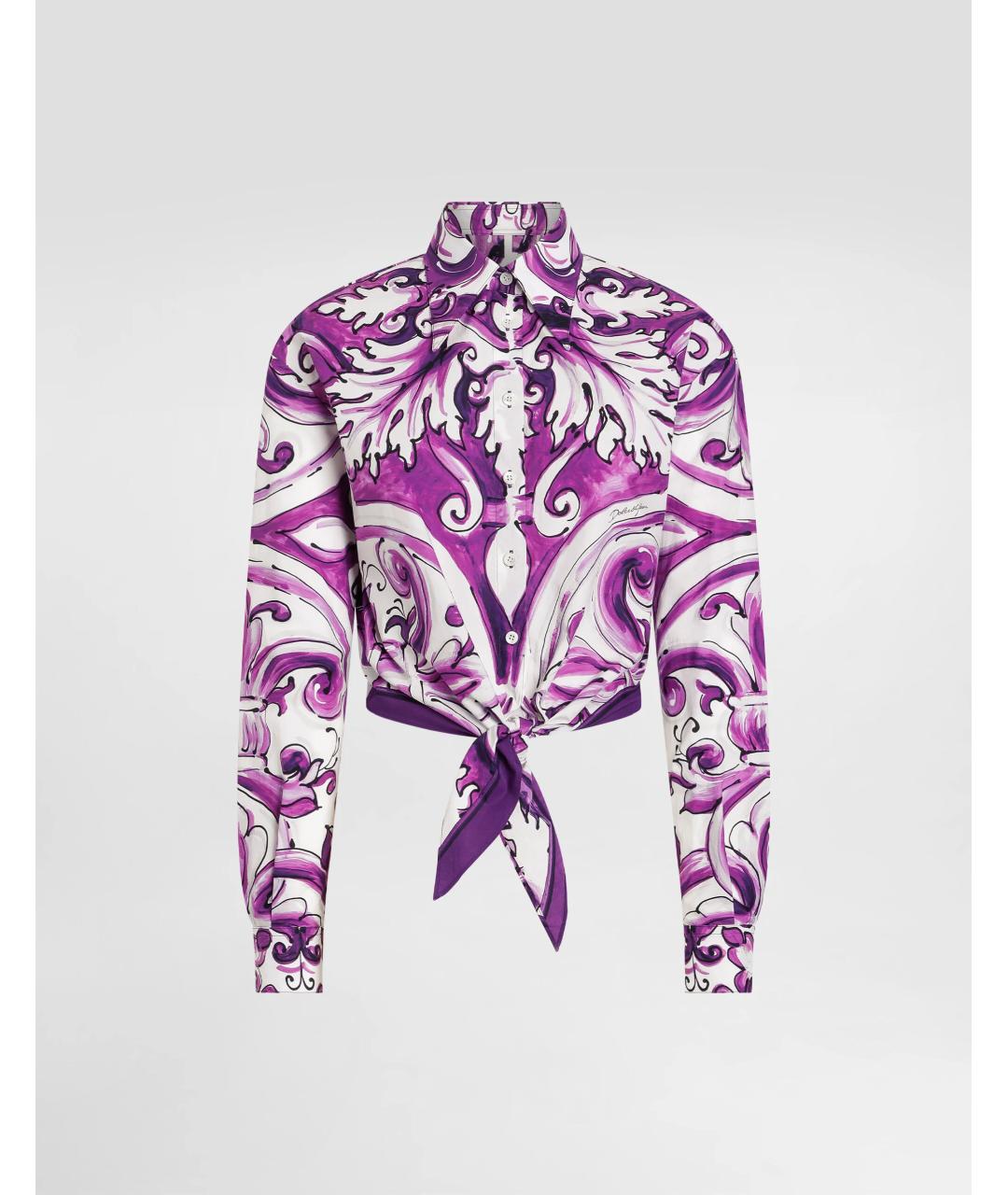 DOLCE&GABBANA Фиолетовая хлопковая рубашка, фото 7