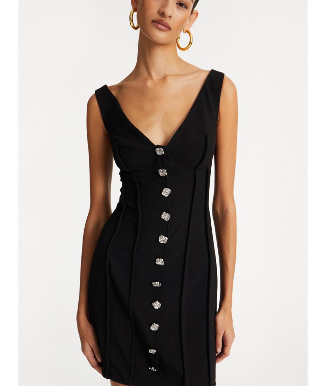 ROTATE Черное креповое повседневное платье, фото 4