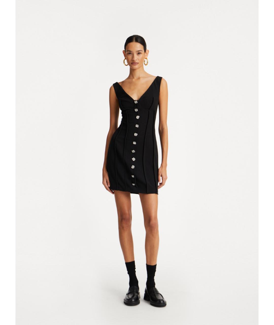 ROTATE Черное креповое повседневное платье, фото 2